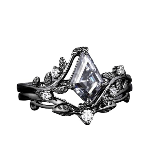 [Ldabrye] 2pcs/set Black Zircon Ringst@bVCXg[Xe[gg̃EFA̎̃EFfBOWG[ANZT[̂߂̃O
