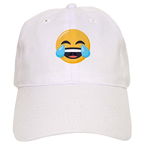 CafePress Crying Laughing Emoji Cap Baseball Cap with Adjustable Closure, Unique Printed Baseball Hat White