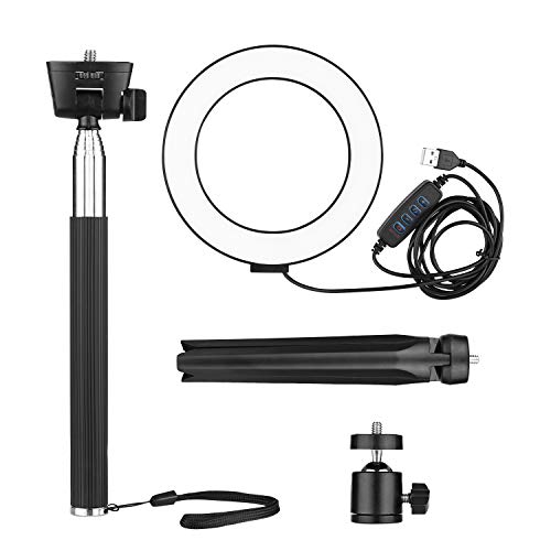 Sunbaca 6 Polegada Mini LED Ring Light Fotografia Lâmpada Regulável 3 Modos de Iluminação Alimentado