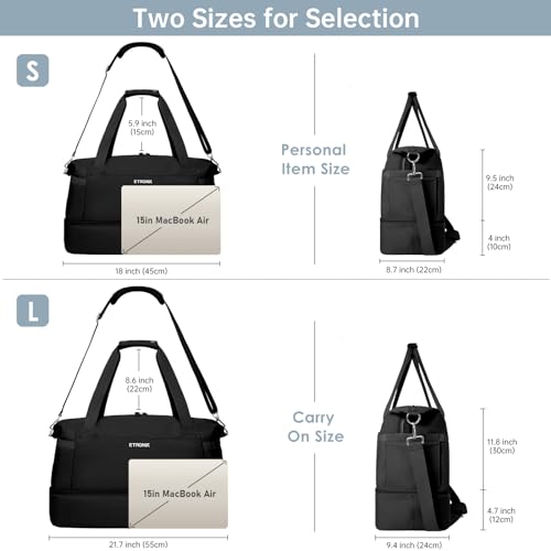 ETRONIK Gym Bag Womens, Travel Duffel Bag, Easyjet Cabin Bag 45x36x20 Underseat, Weekend Bag with Shoes Compartment - Image 2