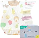 MOSHAINE Disposable Bibs 60 PCS Baby Bib Waterproof for Toddlers with Food Catcher Pocket and Adjust