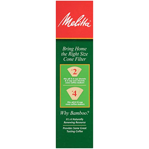 Melitta #4 Cone Coffee Filters, Bamboo, 80 Count #TOP1