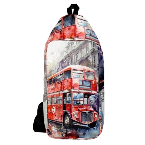 Mochila bandolera London Red Bus de 16x36.5cm para viajes y senderismo multicolor