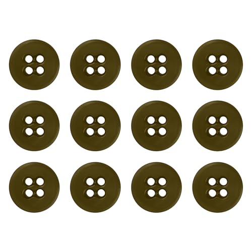 ButtonMode Suspender Brace Buttons 17mm 27L Style 4 for Pants Trousers Overalls Denim Leather Army American Military Spec Industrial Strength Size 0.675 inch or 11/16 Green Olive 12-Buttons