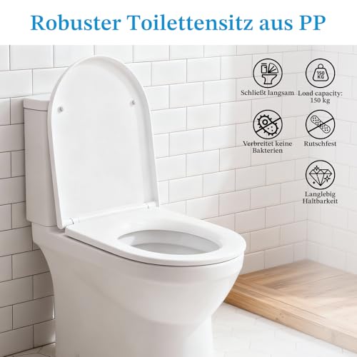 Abattant WC avec frein de chute rigide et finition antibactérienne
