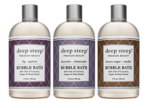 Deep Steep Bubble Bath Bundle Pack, Fig Apricot, Brown Sugar and Lavender Chamomile (1 of each), 17ounce