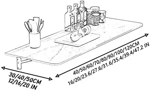 Floating Desk Wall Mounted Drop Leaf Folding Table Heavy Duty Shelf Bracket Bench for Office Kitchen Dining Room (40x50CM Black)