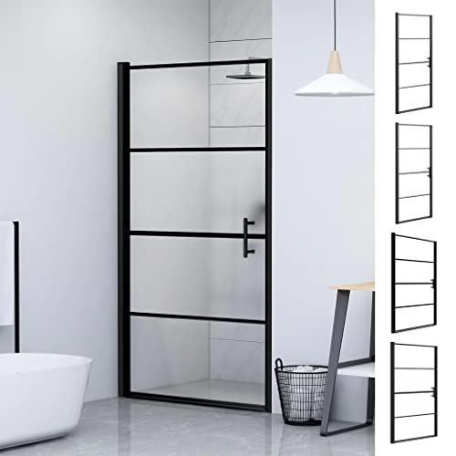 Vidaxl Shower Door Tempered Glass Black Shower Enclosure Panel Bathroom Home #TOP7