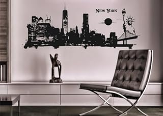 Wandtattoo "SKYLINE NEW YORK 2013" seidenmatt, Größe: 1 (120 x 50 cm), Schwarz
