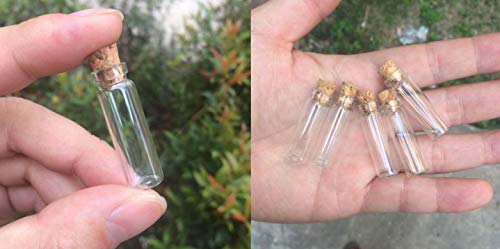 1Ml Small Mini Tall Clear Glass Bottles/Jars With Corks Stoppers For Arts & Crafts, Projects, Decoration, Party Favors+ 50 Pcs Gold Metal Eye Hook Pin Screws,50 Pcs #TOP4
