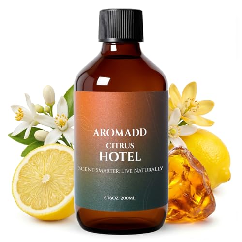 Aromadd Citrus Hotel Diffuser Oil Inspired by Luxury Hotel Scent, Essential Oils for Waterless Diffuser, Luxury Lemon & Bergamot, Long-Lasting & Natural Home Fragrance - 6.76 fl oz (200 mL)