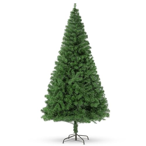 Image of LOIBUYZ Christmas Tree, Premium Artificial Green Xmas Tree – Foldable Bushes Xmas Pine Tree, 3FT, 4FT, 5FT, 6FT, 7FT, 8FT Xmas Home Decorations, with Metal Stand (8FT)