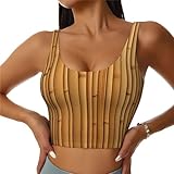 YYHWHJDE Bamboo Board Texture Picture Women's Sports Vest for Yoga Workout Fitness Motion Control Underwire, Black, Small