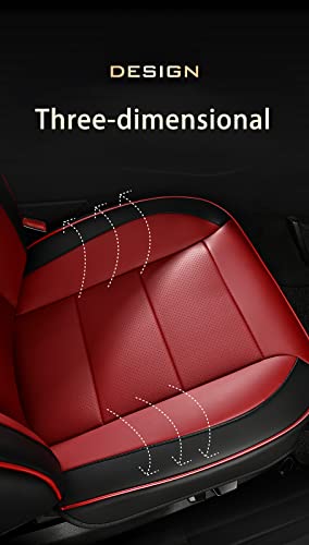 Uomeng Universal Car Seat Covers Waterproof Leather Full Set, Can Protect Front and Rear Seats, To Fit Most Cars, Side Airbag Compatible, Wine Red Luxury - Image 6