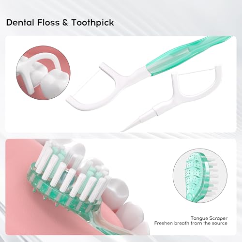airkiss Disposable Travel Toothbrushes with Toothpaste Bead, Mini Disposable Toothbrush on The Go, Individually Wrapped with Mouthwash, Toothbrush, Toothpick, Dental Floss and Tongue (Cooling Mint) — view 6
