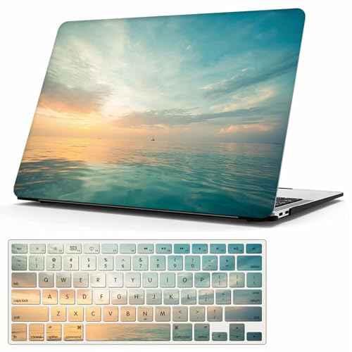 MonsDirect Compatible with MacBook Air 13 inch Case 2021 2020 2019 2018 M1 A2337 A2179 A1932 with Touch ID, Slim Hard Plastic Case & Keyboard Cover for Air 13.3 inch with Touch ID, Beautiful Sunset