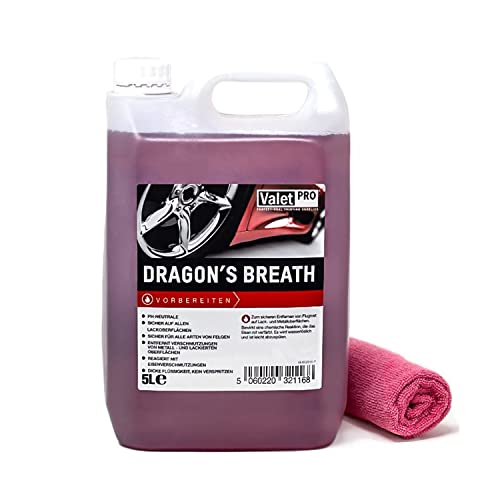 detailmate ValetPro Dragons Breath 5 l behållare fälgrengörare flygrost lack metallrengöring inklusive mikrofiberduk 40 x 40 cm