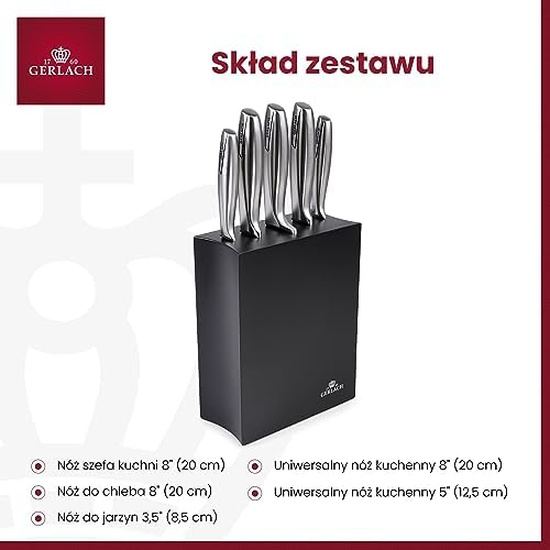 Gerlach Modern Zestaw Noży W Bloku Z Drewna Bukowego Do Kuchni 5 rodzajów Ostrza Stal Nierdzewna Drewno Bukowe Nóż Kuchenny Szefa Do Chleba Jarzyn