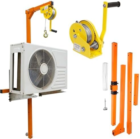Air Conditioner Lifting Tool 60 FT, 1200 LBS Capacity - Heavy Duty Steel Crane Bracket for Outdoor AC Installation, Manual Winch Hoist for Condenser, Split Units & Construction Lifting