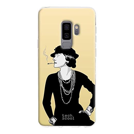 Funnytech® Funda Silicona para Samsung Galaxy S9 Plus [Gel Silicona Flexible, Diseño Exclusivo] Diseñadora Francesa Fondo Amarillo