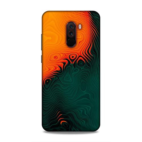 Image of Printed Mobile Back Hard Case Cover for Xiaomi Poco F1 | Orange, Green, Wave, Cool Theme-2188