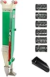 Esparcidor de sembradora de jardín manual portátil, herramienta de siembra ajustable de esparcidor de mano, con regla de espaciado de plantas ajustable y 6 moldes de semillas(Green,Single cylinder)