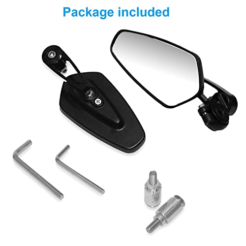 Sinotrack Motorcycle Mirror Universal Handlebar Rearview Side Mirrors Stable Anti-Glare Cnc Bar End Mirrors Compatible With Suzuki, Ducati, Kawasaki Suitable For Standard 7/8 Inch Hollow Handlebar #TOP6