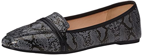 Image of Women Printed Diva Loafer Flats in a Snakeskin Printed Faux Leather Grey 9