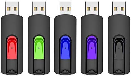 RAOYI 5Pack 64GB USB Flash Drive USB Stick USB 2.0 Memory Stick Slide Retractable Thumb Drive 64G USB Drive USB Key for Data Storage (Black Red Blue Green Purple)