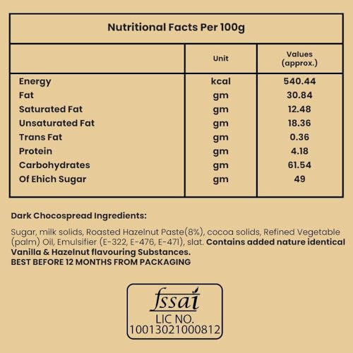 Image of Pure Temptation Dark Choco Spread [340 gm] - 100% Veg - Protein-Rich Dark Chocolate Spread for Kids & Adults - Perfect for Breakfast, Bread, Fudge, Shakes, Cake & Roti - Rich Flavor of Dark Chocolate