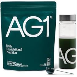 AG1 Greens Powder Supplement | Improve Gut Health | Multivitamin, Probiotic, Gluten Free, Vegan and Keto Friendly | Shaker & Scoop Included | 75 Vitamins (Athletic Greens), Classic Formula