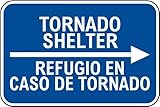 UFRUDR Bilingual Tornado Shelter Right Arrow Tin Sign Warning Metal Sign Vintage Wall Decor for Home Farm Bar Coffee Shop Club Decoration 12x16 Inch