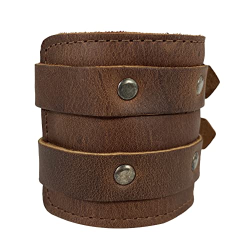 Hide & Play, Stylish Wrist Wallet Cuff Handmade from Full Grain Leather - Hidden Pocket for Cash, Safe Wallet for Travelers & Bikers - Wristband with Secret Pouch - Bourbon Brown2