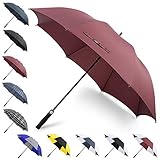 G4Free Golf Umbrella 62 Inch Large Oversize Windproof Waterproof Auto Open 210T Pongee Fabric Stick Umbrella(Wine Red)