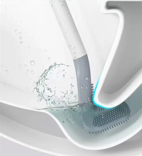 Brosse de toilette murale blanche avec support suspendu sans angle mort - 5