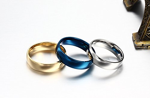 MEALGUET 6MM High Polished Traditional Plated Plain Stainless Steel Promise Wedding Bands Ring Size US4-14, Gold/Silver/Blue