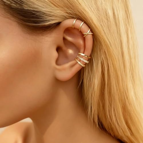 Image of Ear Cuffs Non Piercing Chunky Ear Cuff Earrings for Women Non Tarnish Clip on Cartilage Earrings Trendy Jewelry No Pierced Ears Fake Earring Set Fashion Accessories Jewelry Birthday Gifts