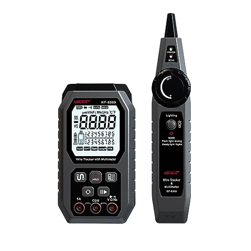 Network Cable Tester with Multimeter, Multifunction Wire Tracker RJ45 CAT5 CAT6 Ethernet Cable Tester Port Flashing, POE Tester, Test NVC Anti-Burn AC DC Voltmeter- All In One