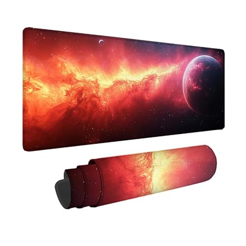 Tapis de souris XXL rouge 80x40 cm pour gamer et bureau PC