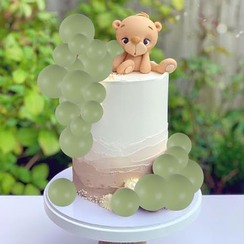 Gyufise 30Pcs Ball Cake Toppers Balls Cupcake Toppers Insert Foam Ball Shaped Cake Picks Mini Balloon Cake Decoration for Wedding Baby Shower Birthday Party Cake Decorations Supplies Matcha Green by Gyufise - Image 4