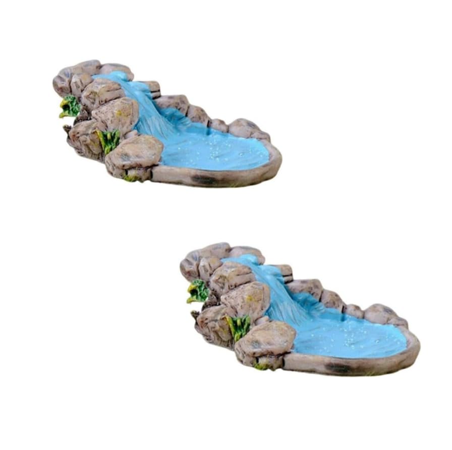 2 Pcs Blue Miniature Water Pools For Fairy Gardens - 2 Inch Resin DIY Decor For Dollhouse & Outdoor Displays