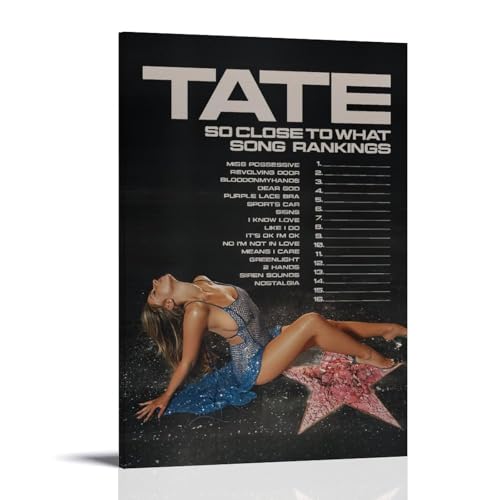 ARTUKPOSQL Póster de Tate McRae-So Close To What en lienzo con impresión vintage de alta apariencia, horizontal, para sala de estar, dormitorio, decoración de pared, póster de 60 x 90 cm, estilo marco