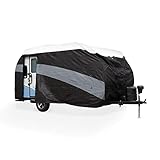 Camco ULTRAGuard Supreme RV Cover | Mini Travel Trailers Up to 17' 7' w/ Rear Door Entry | Zipper Entry Doors & Covered Air Vents | Polypropylene & DuPont Tyvek | Storage Bag for RV Storage (56173)