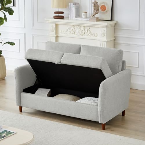 Loveseat Sofa Couch with Storage Small Couches for Small Spaces Comfy Love Seats for Living Room 2 Seater Sofa for Bedroom(Light Grey, 2-Seat)