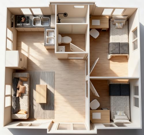 Customizable Modern Prefab Tiny Home 20FT Expandable Modular Container House with 2 Bedroom and Bath Space-Saving Portable Tiny House for Minimalist Lifestyle or Home Office - Image 6