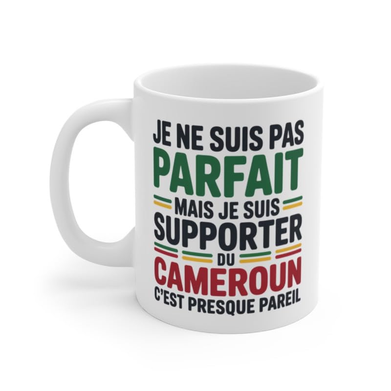 Teecustom Mug Supporter Cameroun Humour – Je Ne Suis Pas Parfait – Tasse Football Camerounais – Cadeau Fan Lions Indomptables – 325ml