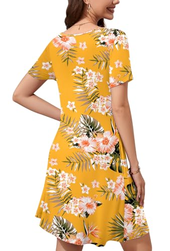 Image of WEACZZY Summer Dresses for Women 2026 V-Neck Casual T Shirt Dress Loose Short Sleeve Flowy Dresses with Pockets