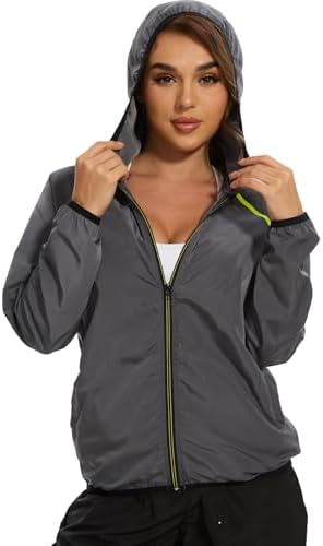 SEXYWG Women Rain Jacket with Hood Lightweight Rain Coat Long Sleeves Raincoat Stylish Rain Suit Top Outdoor Travel Coat
