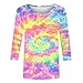 Womens 3/4 Sleeve Flower Floral T Shirts Crew Neck Fashion Casual Loose Fit Tops Ladies Work Blouse Tunic Tees Clothes