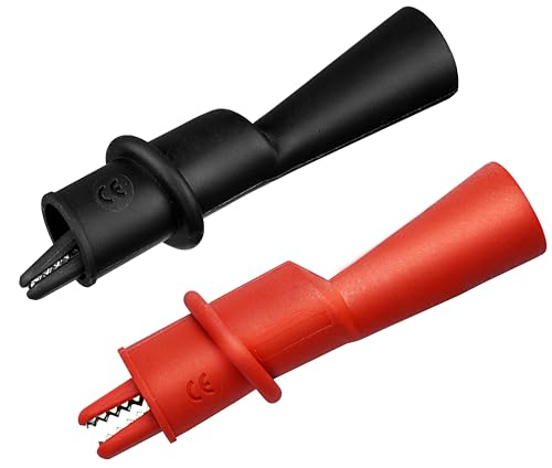 ZIBOO AC175 Threaded Slide-On Alligator Clip Set with Flexible Boots, Compatible with Fluke TL71, Compatible with TL75, TL175 and TP175 Test Leads (1 Set))